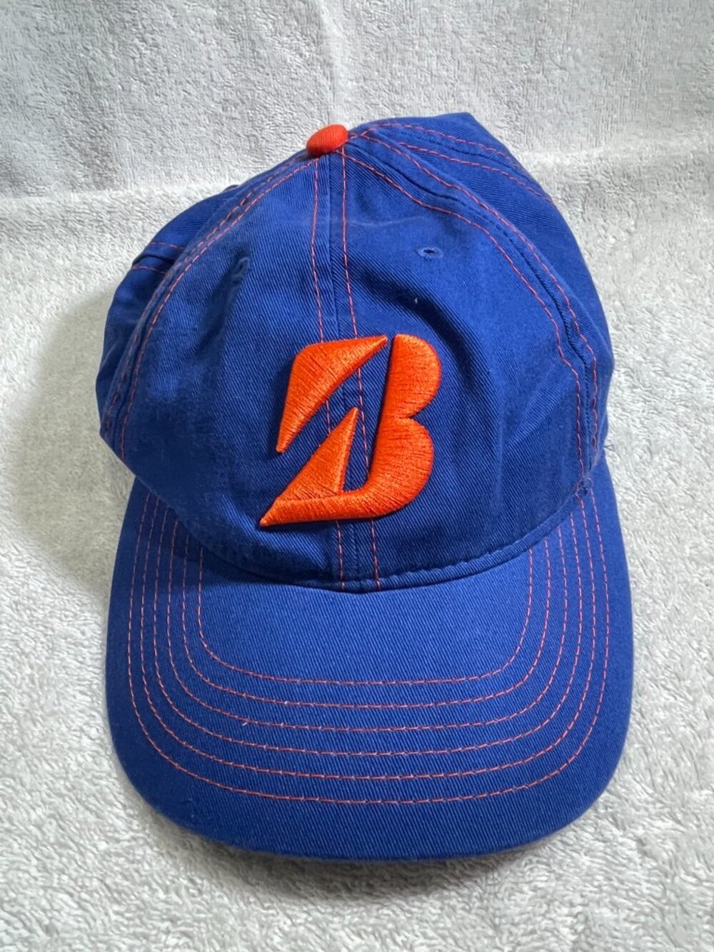 Bridgestone Golf Hat Cap Blue Orange Cotton Embroidered Logo Adjustable